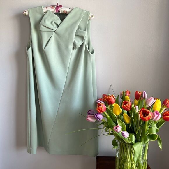 NWOT Calvin Klein Green Bow Sheath Dress - Picture 1 of 5